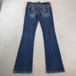 Miss Me Jeans Womens Size 26 Blue Signature Boot Dark Wash Denim Low Rise Ladies